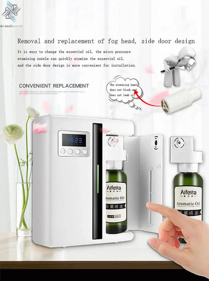 Room Fragrance Diffuser Wall Mounted Hotel Air Freshener Bluetooth Essential Oils Diffuser Built-in Fan Electric Smell For Home Ai-TechWorld 