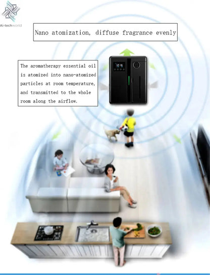 Room Fragrance Diffuser Wall Mounted Hotel Air Freshener Bluetooth Essential Oils Diffuser Built-in Fan Electric Smell For Home Ai-TechWorld 