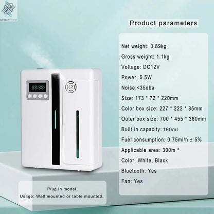 Room Fragrance Diffuser Wall Mounted Hotel Air Freshener Bluetooth Essential Oils Diffuser Built-in Fan Electric Smell For Home Ai-TechWorld 