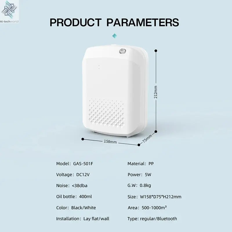 Room Fragrance Diffuser Wall Mounted Hotel Air Freshener Bluetooth Essential Oils Diffuser Built-in Fan Electric Smell For Home Ai-TechWorld 