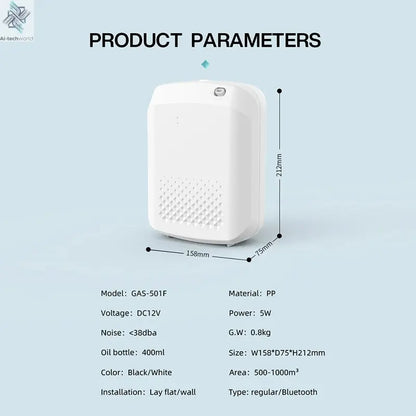 Room Fragrance Diffuser Wall Mounted Hotel Air Freshener Bluetooth Essential Oils Diffuser Built-in Fan Electric Smell For Home Ai-TechWorld 