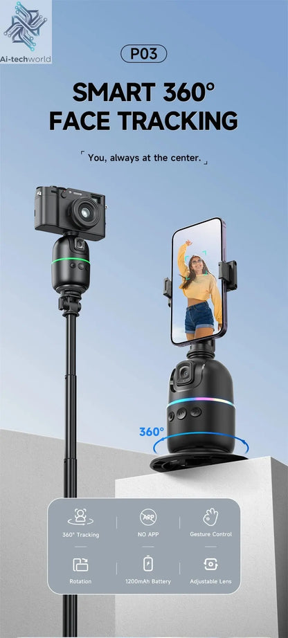 Roreta 2024 AI Smart Gimbal 360° Auto Face Tracking Gimbal All-in-one Rotation For Smartphone video Vlog Stabilizer Phone Holder Ai-TechWorld 