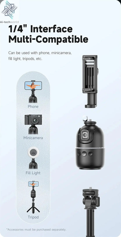 Roreta 2024 AI Smart Gimbal 360° Auto Face Tracking Gimbal All-in-one Rotation For Smartphone video Vlog Stabilizer Phone Holder Ai-TechWorld 