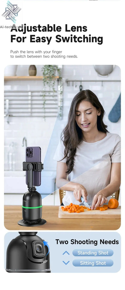 Roreta 2024 AI Smart Gimbal 360° Auto Face Tracking Gimbal All-in-one Rotation For Smartphone video Vlog Stabilizer Phone Holder Ai-TechWorld 