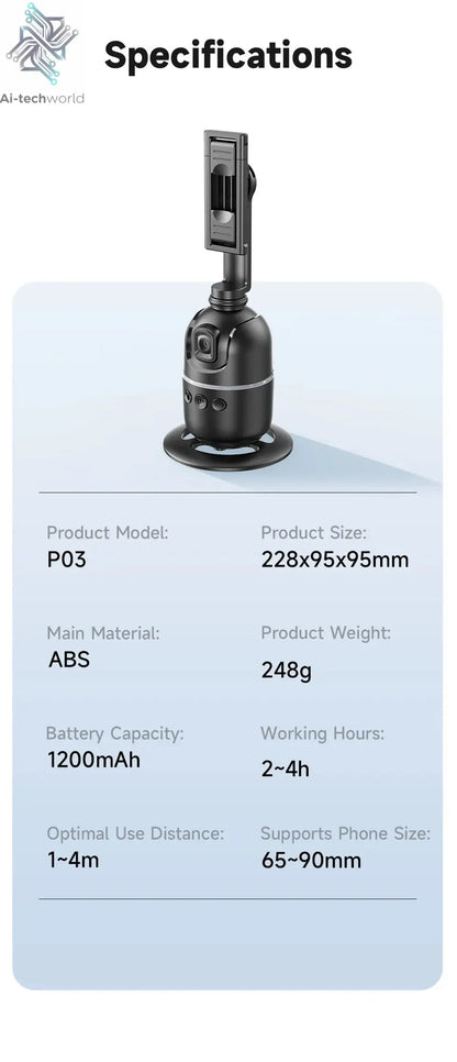 Roreta 2024 AI Smart Gimbal 360° Auto Face Tracking Gimbal All-in-one Rotation For Smartphone video Vlog Stabilizer Phone Holder Ai-TechWorld 