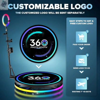 Rotating 360 Photo Booth Machine Selfie Stand Free Customize Logo With RGB Light App Remote Control For Parties Events With Case Ai-TechWorld 