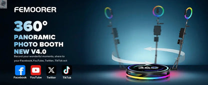 Rotating 360 Photo Booth Machine Selfie Stand Free Customize Logo With RGB Light App Remote Control For Parties Events With Case Ai-TechWorld 