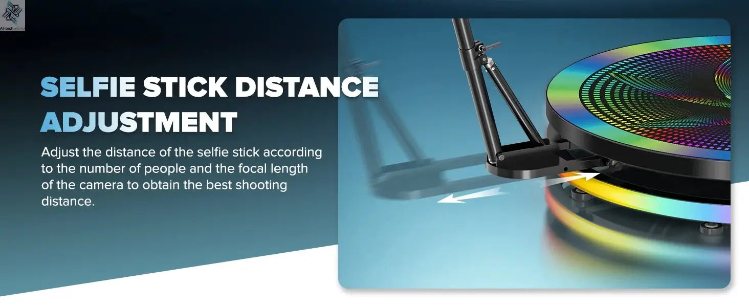 Rotating 360 Photo Booth Machine Selfie Stand Free Customize Logo With RGB Light App Remote Control For Parties Events With Case Ai-TechWorld 