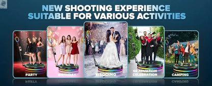 Rotating 360 Photo Booth Machine Selfie Stand Free Customize Logo With RGB Light App Remote Control For Parties Events With Case Ai-TechWorld 