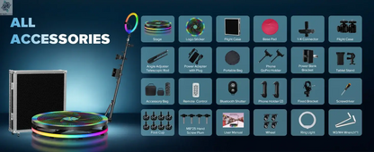 Rotating 360 Photo Booth Machine Selfie Stand Free Customize Logo With RGB Light App Remote Control For Parties Events With Case Ai-TechWorld 