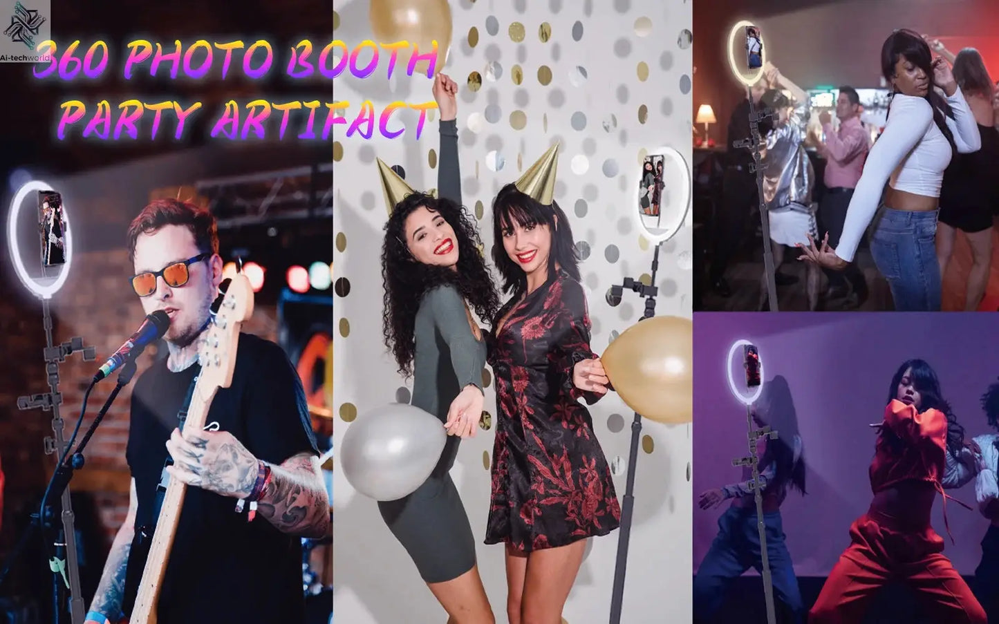 Rotating 360 Photo Booth Machine Selfie Stand Free Customize Logo With RGB Light App Remote Control For Parties Events With Case Ai-TechWorld 