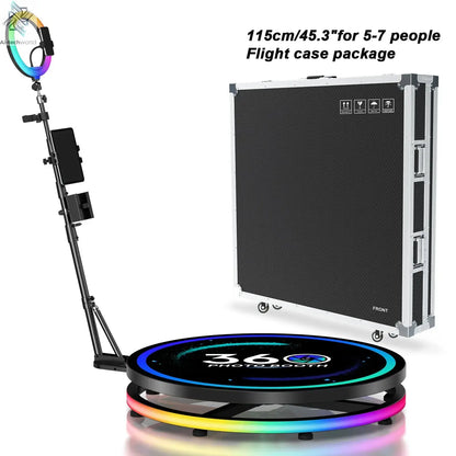 Rotating 360 Photo Booth Machine Selfie Stand Free Customize Logo With RGB Light App Remote Control For Parties Events With Case Ai-TechWorld 