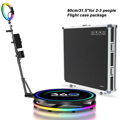 Rotating 360 Photo Booth Machine Selfie Stand Free Customize Logo With RGB Light App Remote Control For Parties Events With Case Ai-TechWorld 