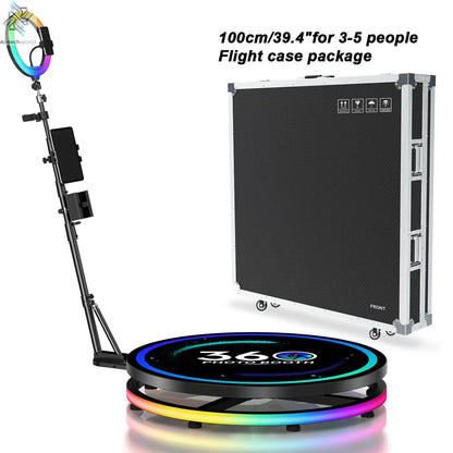 Rotating 360 Photo Booth Machine Selfie Stand Free Customize Logo With RGB Light App Remote Control For Parties Events With Case Ai-TechWorld 