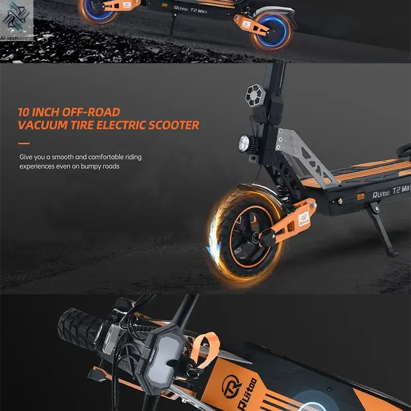 Ruitoo T2Max 1000W Nice design Electric Scooter Folding Two Wheel Scooter for Adults Ai-TechWorld 