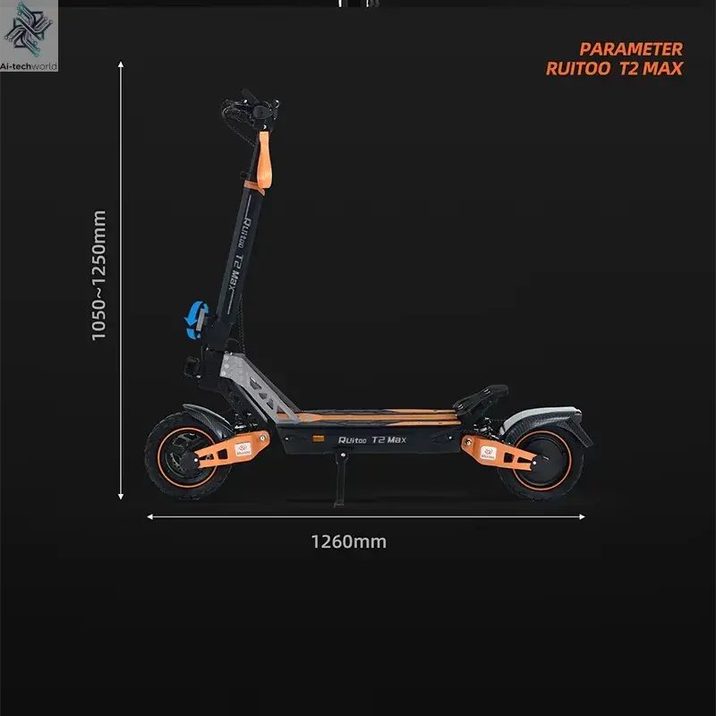 Ruitoo T2Max 1000W Nice design Electric Scooter Folding Two Wheel Scooter for Adults Ai-TechWorld 