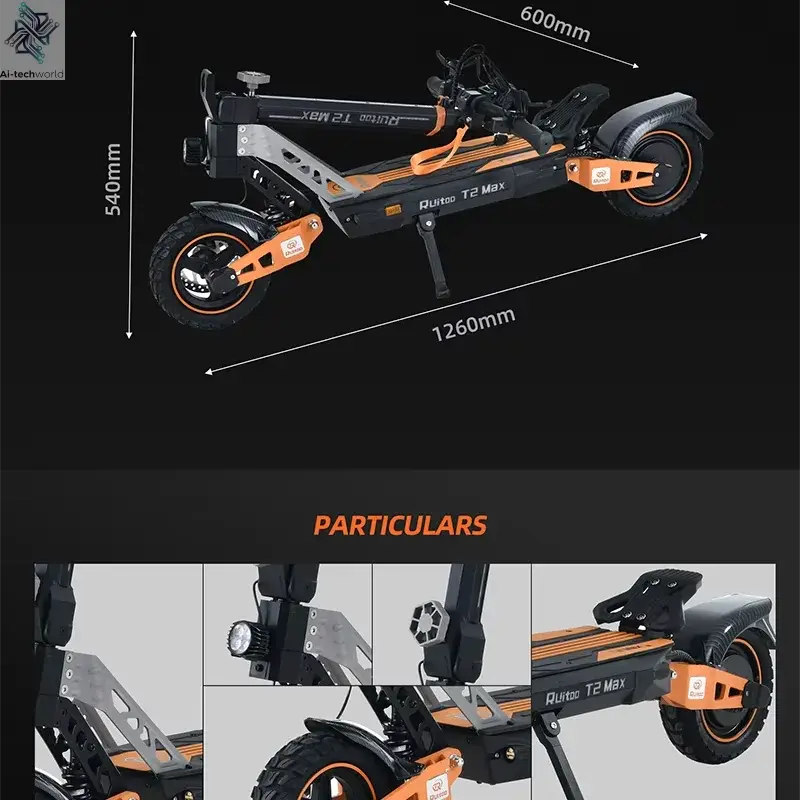 Ruitoo T2Max 1000W Nice design Electric Scooter Folding Two Wheel Scooter for Adults Ai-TechWorld 