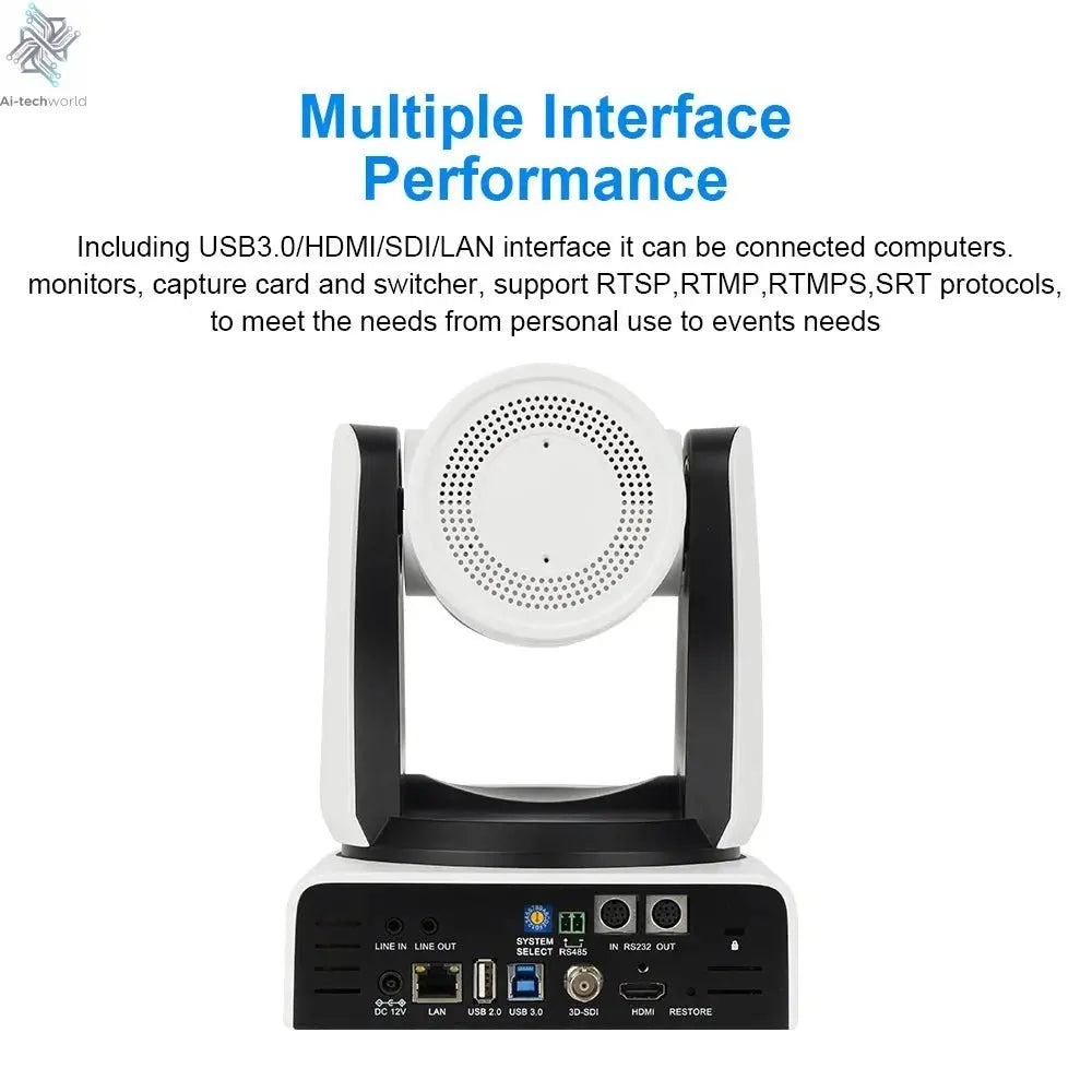 Runpu 4K NDI Camera 60FPS 30X Optical Zoom AI Auto Tracking PTZ Conference Camera with PoE HDMI SDI USB for Live Streaming OBS - Ai - TechWorld