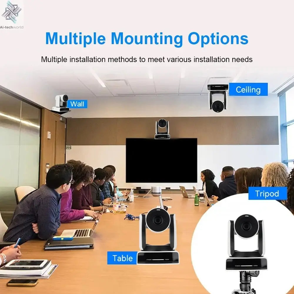 Runpu 4K NDI Camera 60FPS 30X Optical Zoom AI Auto Tracking PTZ Conference Camera with PoE HDMI SDI USB for Live Streaming OBS - Ai - TechWorld