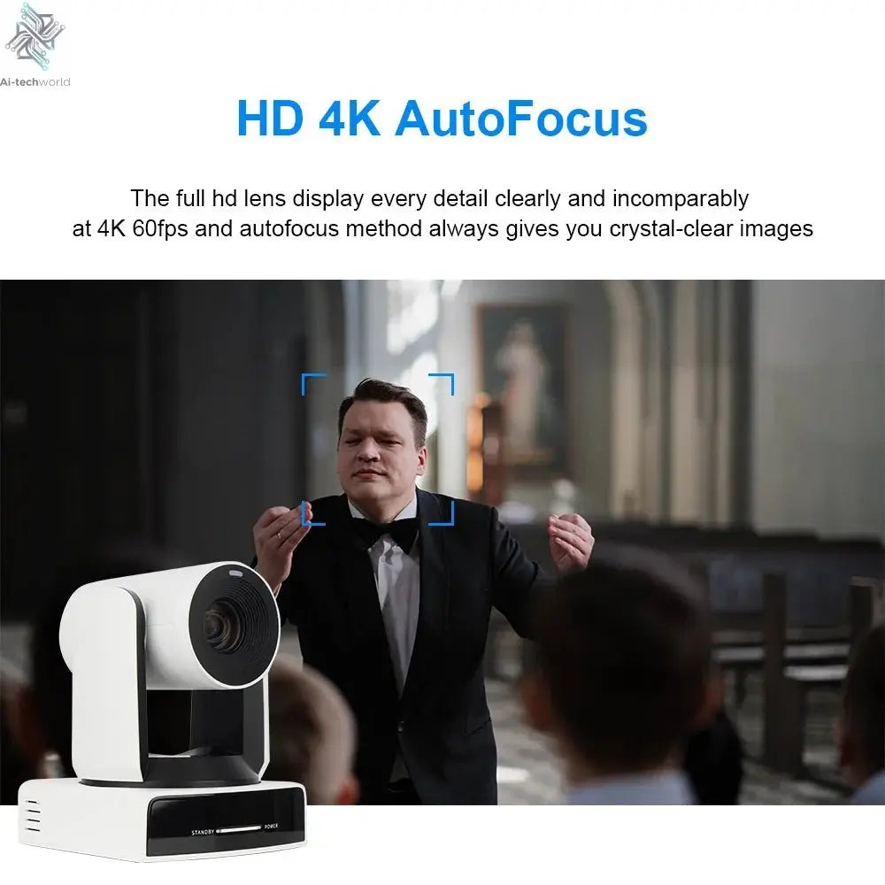 Runpu 4K NDI Camera 60FPS 30X Optical Zoom AI Auto Tracking PTZ Conference Camera with PoE HDMI SDI USB for Live Streaming OBS - Ai - TechWorld