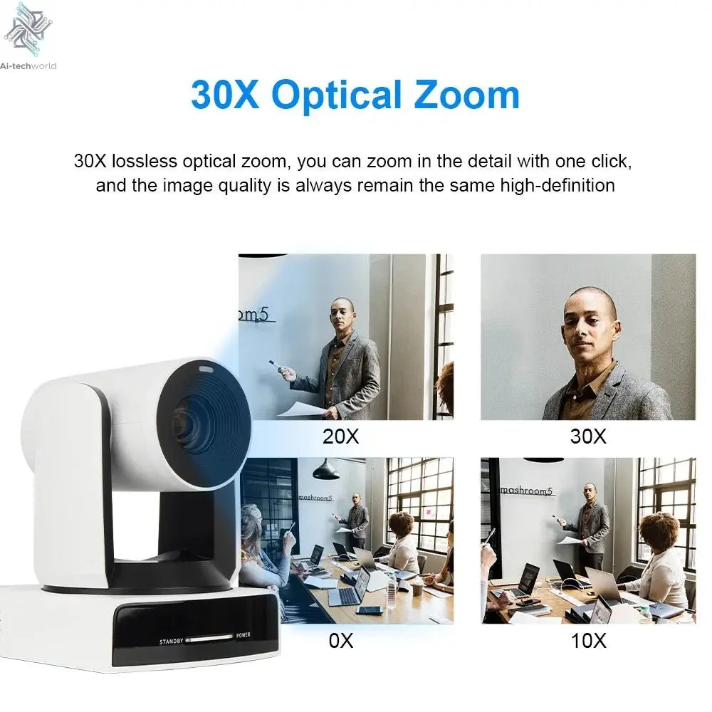 Runpu 4K NDI Camera 60FPS 30X Optical Zoom AI Auto Tracking PTZ Conference Camera with PoE HDMI SDI USB for Live Streaming OBS - Ai - TechWorld