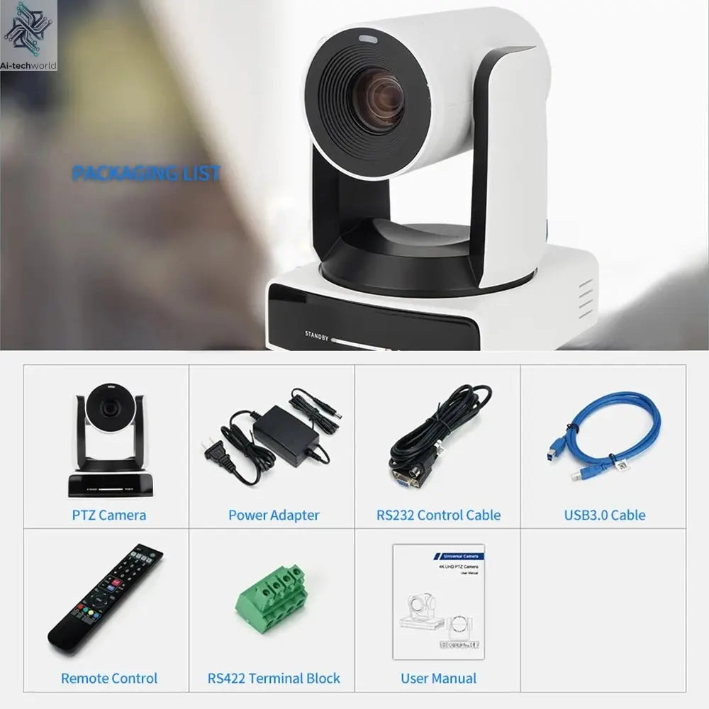 Runpu 4K NDI Camera 60FPS 30X Optical Zoom AI Auto Tracking PTZ Conference Camera with PoE HDMI SDI USB for Live Streaming OBS - Ai - TechWorld