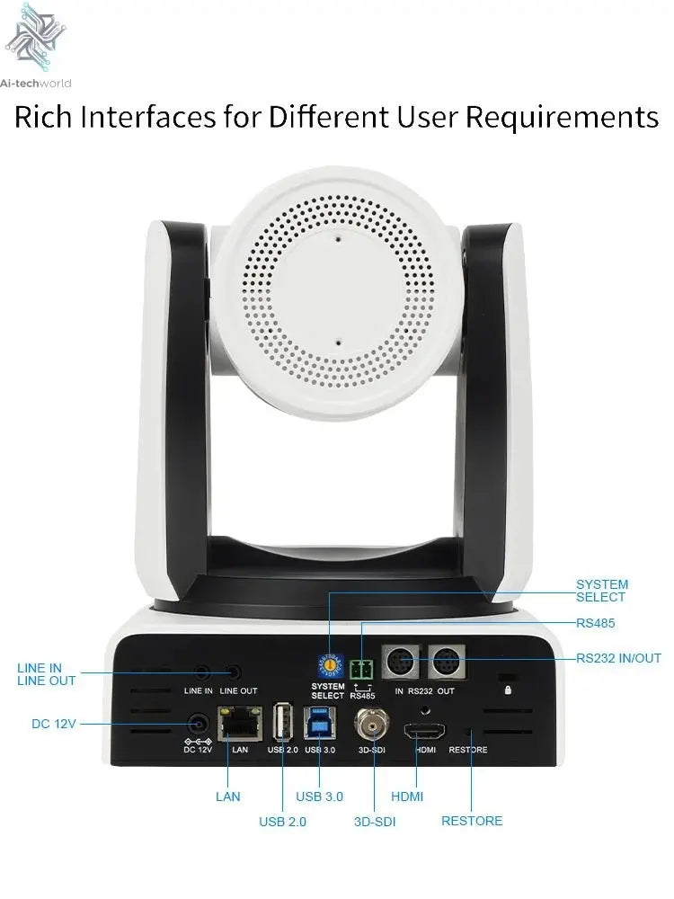 Runpu 4K NDI Camera 60FPS 30X Optical Zoom AI Auto Tracking PTZ Conference Camera with PoE HDMI SDI USB for Live Streaming OBS - Ai - TechWorld