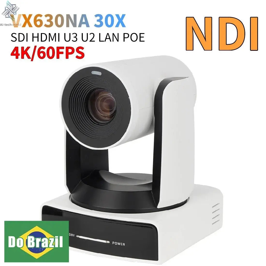Runpu 4K NDI Camera 60FPS 30X Optical Zoom AI Auto Tracking PTZ Conference Camera with PoE HDMI SDI USB for Live Streaming OBS - Ai - TechWorld