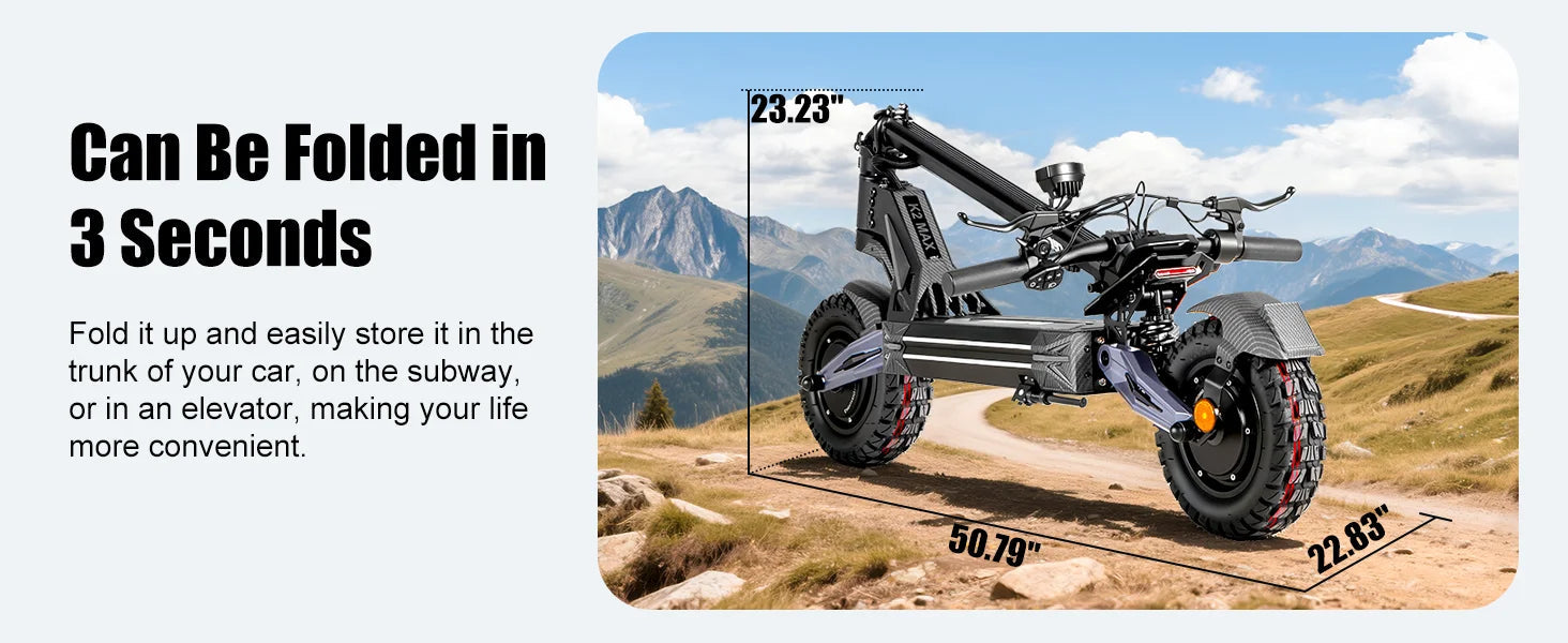 EOEOTWO K2MAX Electric Scooter 45Mph 4000W Peak Dual Motor 40Mile Range EScooter Adults Dual Suspension Fast Charging Scooter Ai-TechWorld 