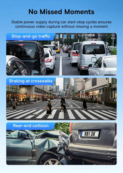 Baseus 3K Dash Cam VD1 Front and Rear Cam HD Built-in GPS Galileo Supercapacitor Car DVR Car Camera Recorder Support 24H Parking Ai-TechWorld 