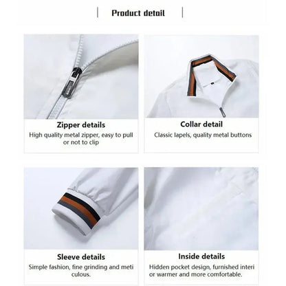 Autumn and Winter Men's Stand Collar Casual Zipper Jacket Outdoor Sports Coat Windbreaker Jacket for Men Waterproof Bomber Ai-TechWorld 