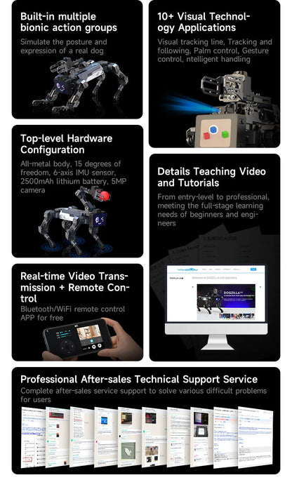 Yahboom Quadruped Robot Dog Bionic Intelligent Programming AI Large Model with Robotic Arm Powered by Raspberry Pi CM5 Module Ai-TechWorld 