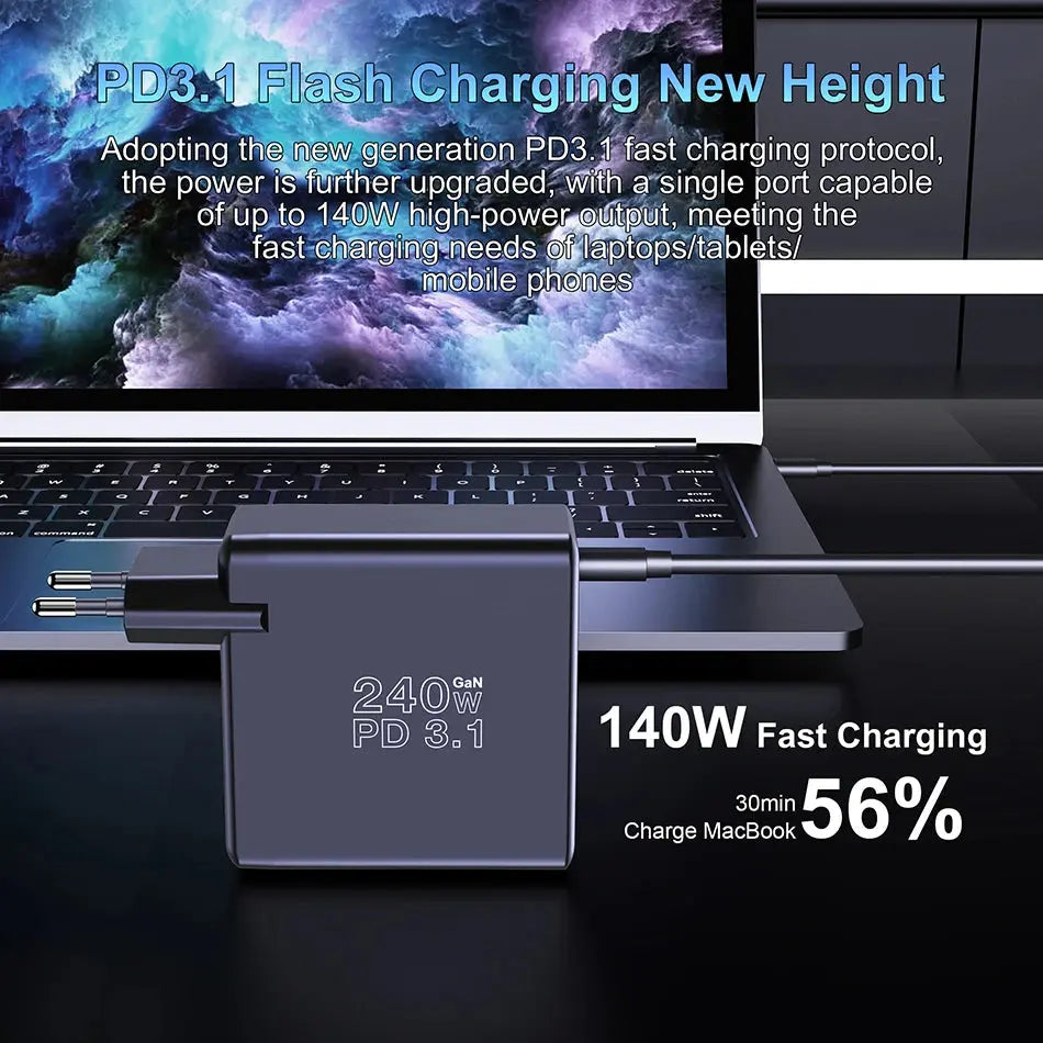 Ubigbuy 240W GaN Charger Fast Charging 140W PD3.1 PPS Ai-TechWorld 