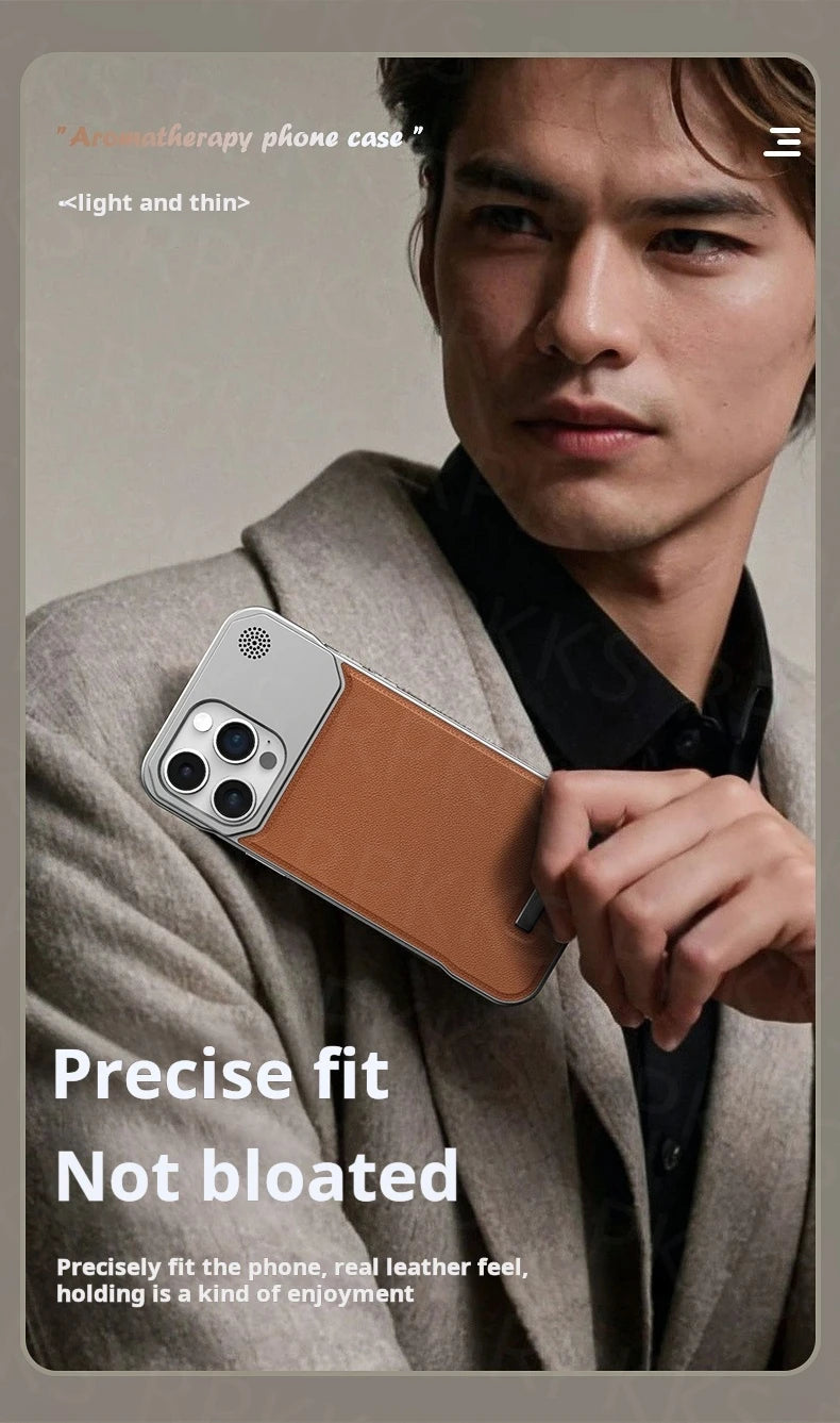 Business Aromatherapy Leather Case for iPhone 17 Air 16 15 14 Plus 13 12 11 Pro Max For Magsafe Magnetic Frameless Armor Cover Ai-TechWorld 