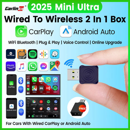 CarlinKit 5.0 Mini Ultra Wireless Adapter Wireless CarPlay Android Auto For OEM Car Plug and Play WiFi Bluetooth Auto Connection Ai-TechWorld 