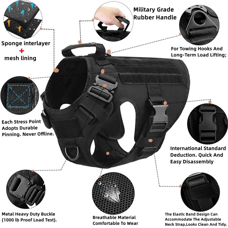 Tactical Military Vest Pet German Shepherd Golden Retriever Tactical  Training Dog Harness and Leash Set For All Breeds Dogs Ai-TechWorld 