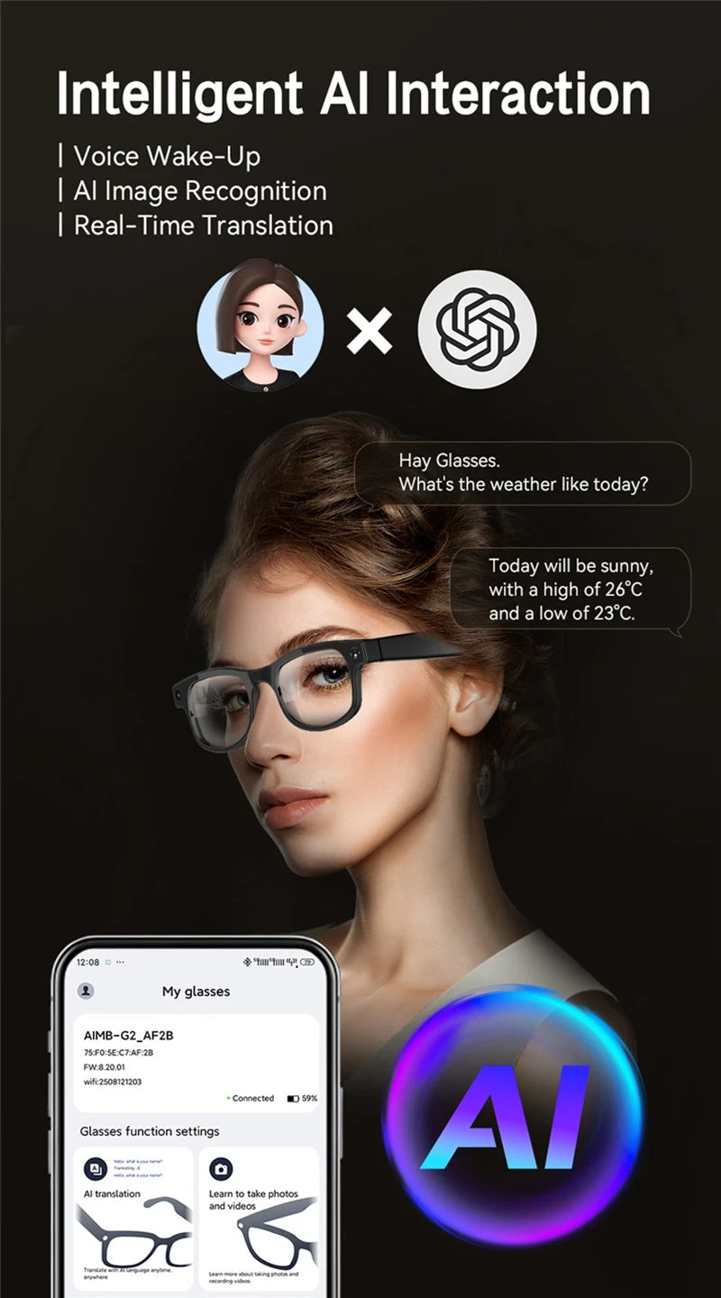 Xiaomi Smart Glasses AI 8K HD Recording Videos Photo Recognition Answer Translation Music Player Multifunction Anti-UV Lenses Ai-TechWorld 