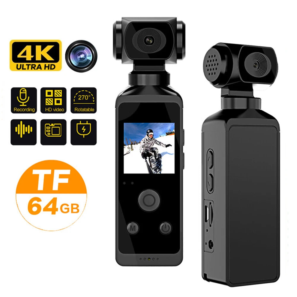 Mini Cam 4K 1080P Pocket Camcorder HD Cam 1.3" LCD Screen 270° Rotatable Wifi Mini Camera with Waterproof Case Motion Cameras Ai-TechWorld 