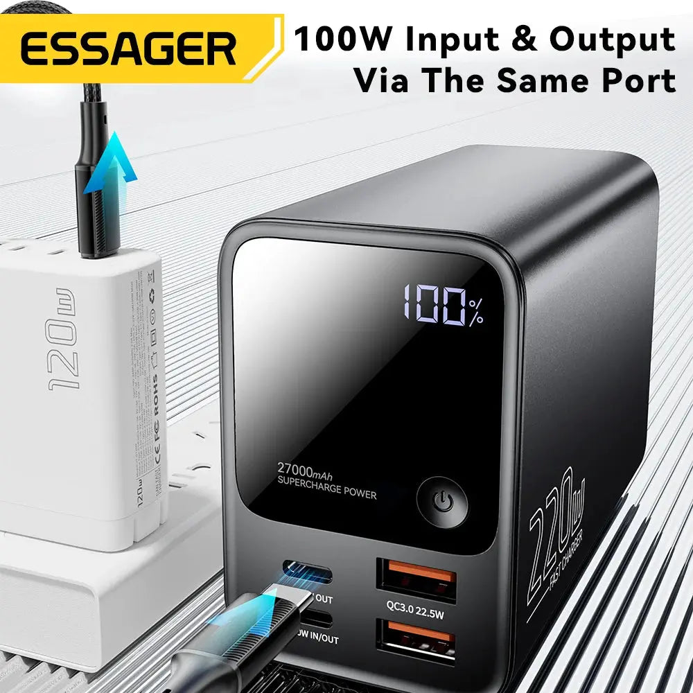 Essager 27000mAh Power Bank 220W PD Fast Charging Fast Charge External Battery Portable PowerBank For iPhone Macbook Pro Laptop Ai-TechWorld 