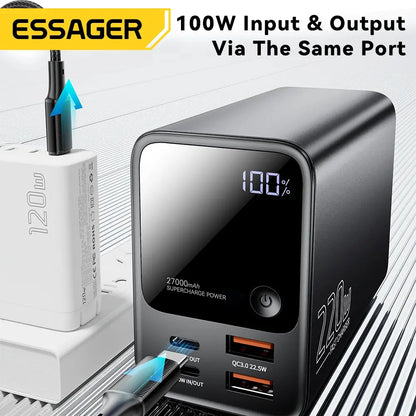 Essager 27000mAh Power Bank 220W PD Fast Charging Fast Charge External Battery Portable PowerBank For iPhone Macbook Pro Laptop Ai-TechWorld 