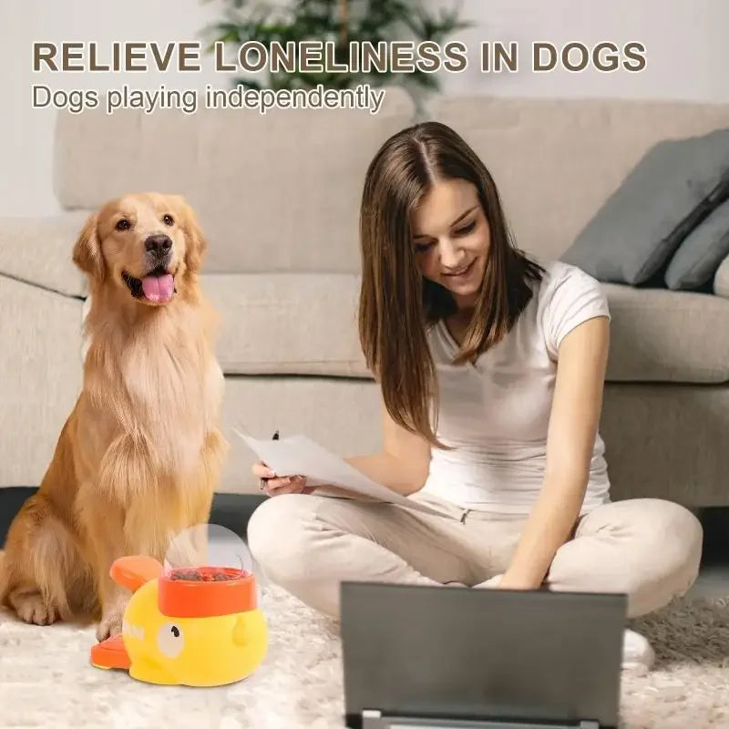 2-in-1 Interactive Dog Toy Pet Automatic Food Treat Dispenser Cartoon Duck Design Slow Food Pet Snack Feeder for Dog Training Ai-TechWorld 