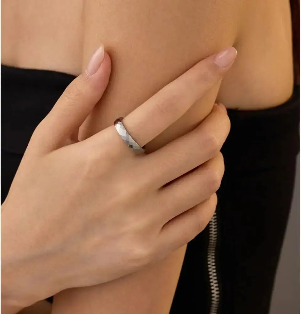 Tungsten Steel Ring Rhombus Luxury Simple Fashion Tungsten Ring Couples Ring Ai-TechWorld 