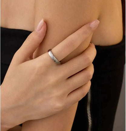 Tungsten Steel Ring Rhombus Luxury Simple Fashion Tungsten Ring Couples Ring Ai-TechWorld 