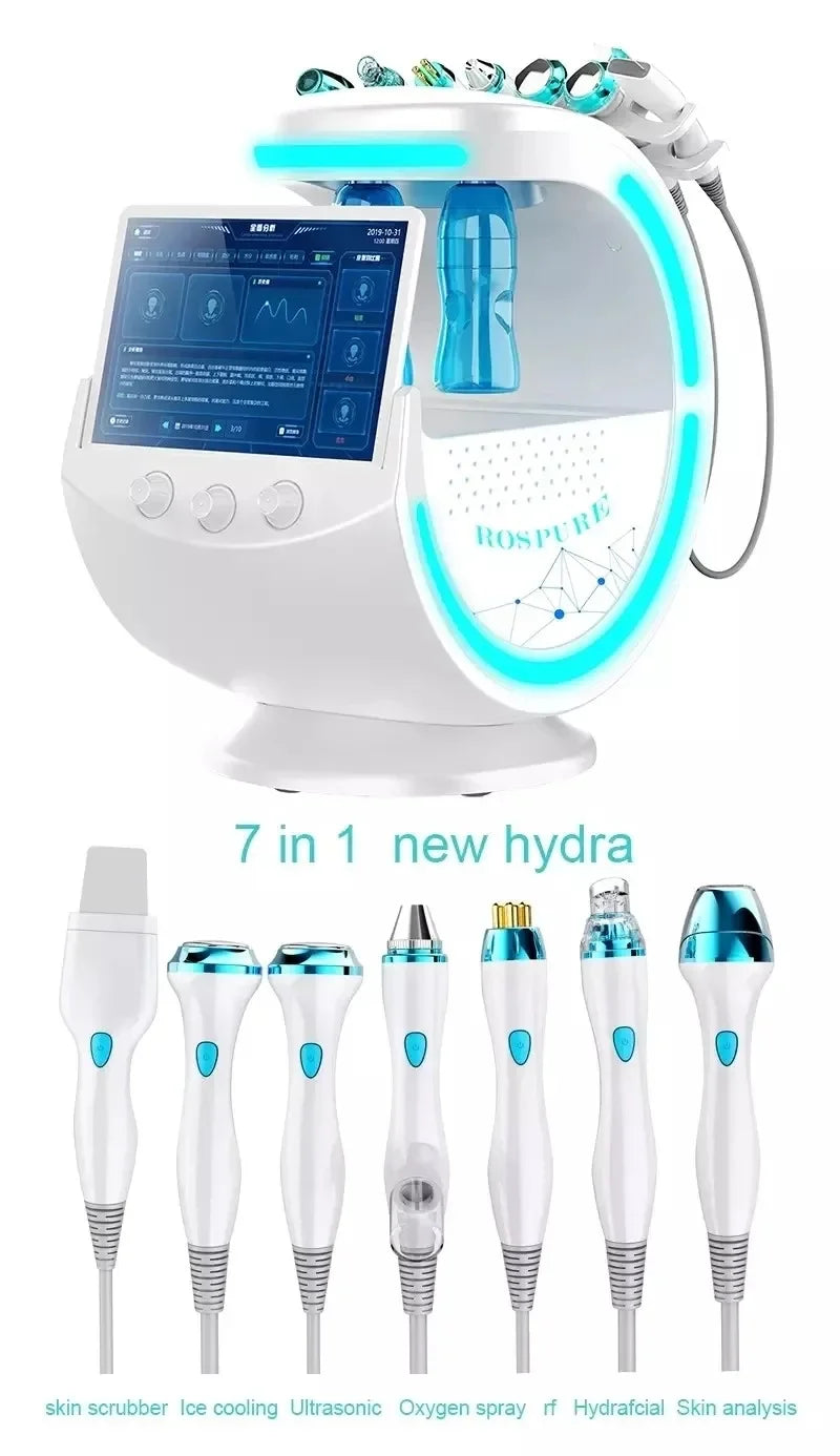 Smart Ice Blue Plus 7 in 1 Oxygen Hydro dermabrasion Bubble Machine Professional Face Hydra Machine rf Lifting ultrason machine Ai-TechWorld 