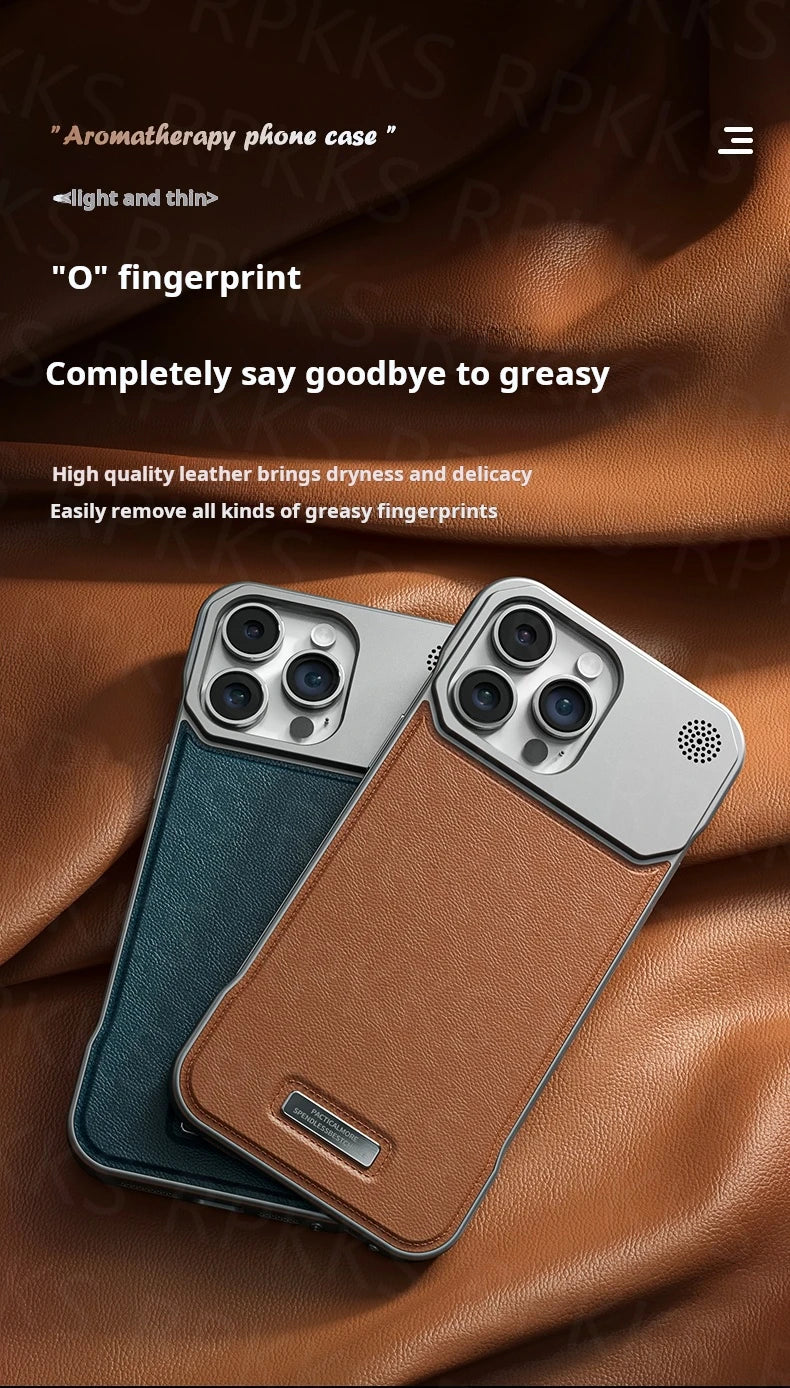 Business Aromatherapy Leather Case for iPhone 17 Air 16 15 14 Plus 13 12 11 Pro Max For Magsafe Magnetic Frameless Armor Cover Ai-TechWorld 