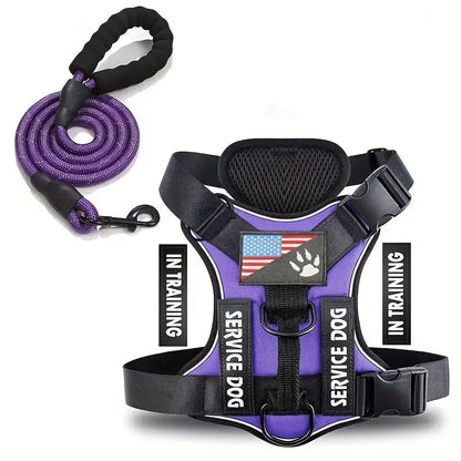 Dog Harness And Leash Set, Escape Proof No Pull Dog Vest Harness With Reflective Dog Walking Traction Rope Ai-TechWorld 