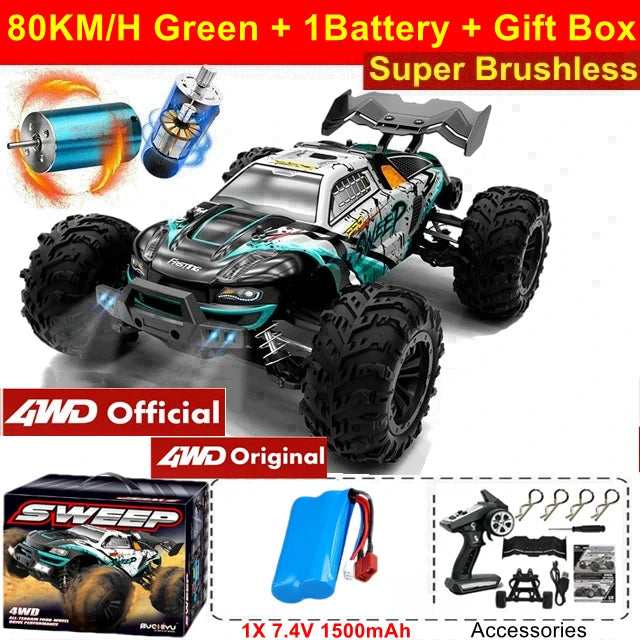 4WD Remote Control Car Off Road 4x4 RC High Speed Buggy Truck Super Brushless 50 or 80KM/H Fast Drift Racing Toy Kids Adults Ai-TechWorld 