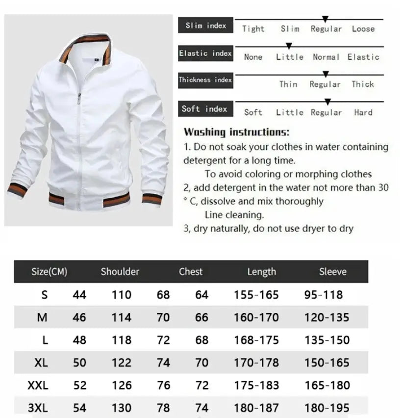 Autumn and Winter Men's Stand Collar Casual Zipper Jacket Outdoor Sports Coat Windbreaker Jacket for Men Waterproof Bomber Ai-TechWorld 