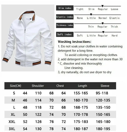 Autumn and Winter Men's Stand Collar Casual Zipper Jacket Outdoor Sports Coat Windbreaker Jacket for Men Waterproof Bomber Ai-TechWorld 