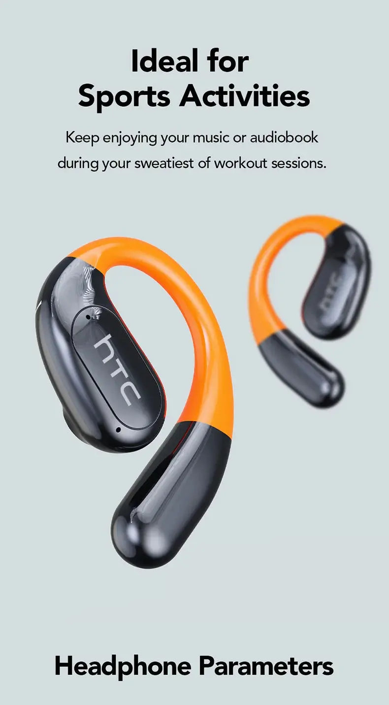 HTC NE27 Wireless Headphones AI Translator Earbuds OWS Sports Bluetooth Earphones Glowing Earhook Customizable Wallpaper Screen Ai-TechWorld 